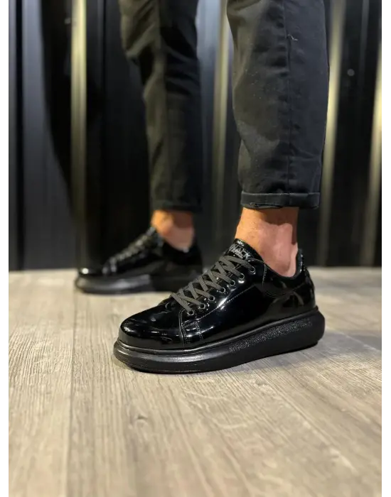 Terzi Bey Yüksek Taban Günlük Ayakkabı 044 Siyah Rugan (siyah Taban)