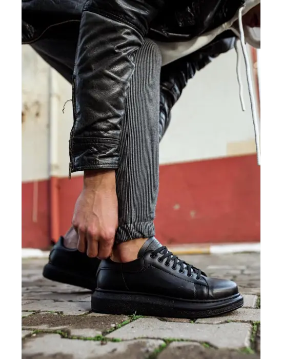 Terzi Bey Yüksek Taban Günlük Ayakkabı 044 Siyah (siyah Taban)