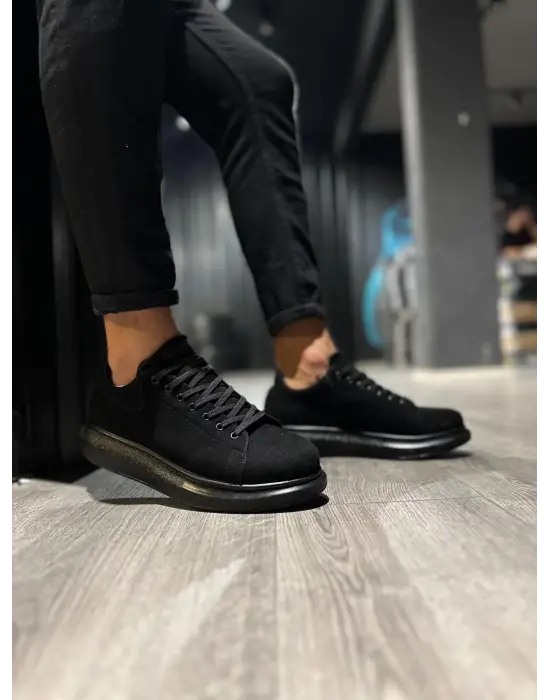 Terzi Bey Yüksek Taban Günlük Ayakkabı 044 Siyah Süet (siyah Taban)