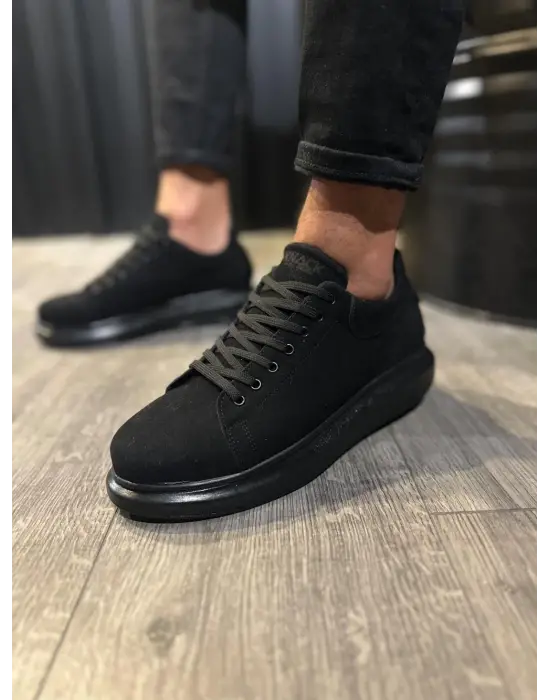 Terzi Bey Yüksek Taban Günlük Ayakkabı 044 Siyah Süet (siyah Taban)