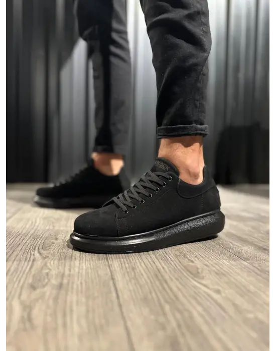 Terzi Bey Yüksek Taban Günlük Ayakkabı 044 Siyah Süet (siyah Taban)