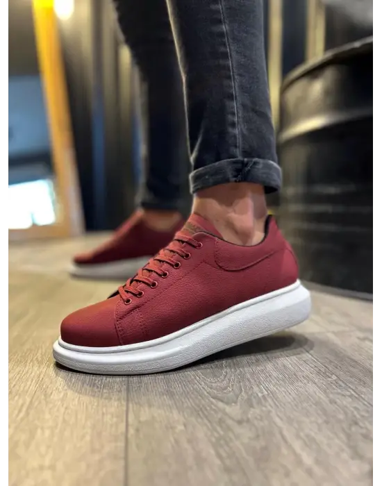 Terzi Bey Yüksek Taban Günlük Ayakkabı 045 Bordo (beyaz Taban)