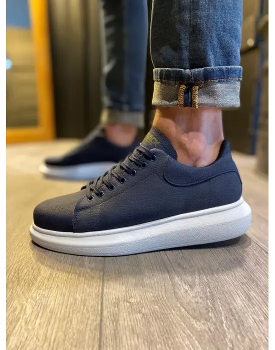 Terzi Bey Yüksek Taban Günlük Ayakkabı 045 Lacivert (beyaz Taban)