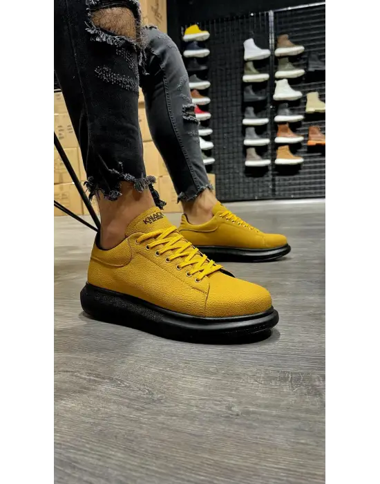 Terzi Bey Yüksek Taban Günlük Ayakkabı 045 Sarı (siyah Taban)