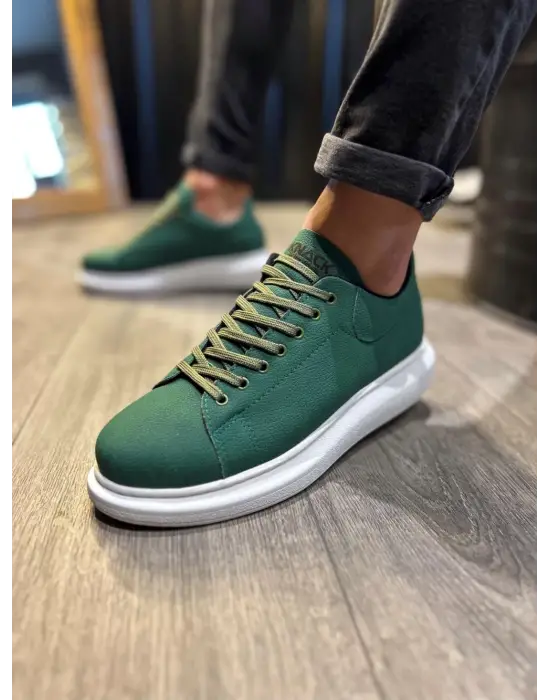 Terzi Bey Yüksek Taban Günlük Ayakkabı 045 Yeşil (beyaz Taban)