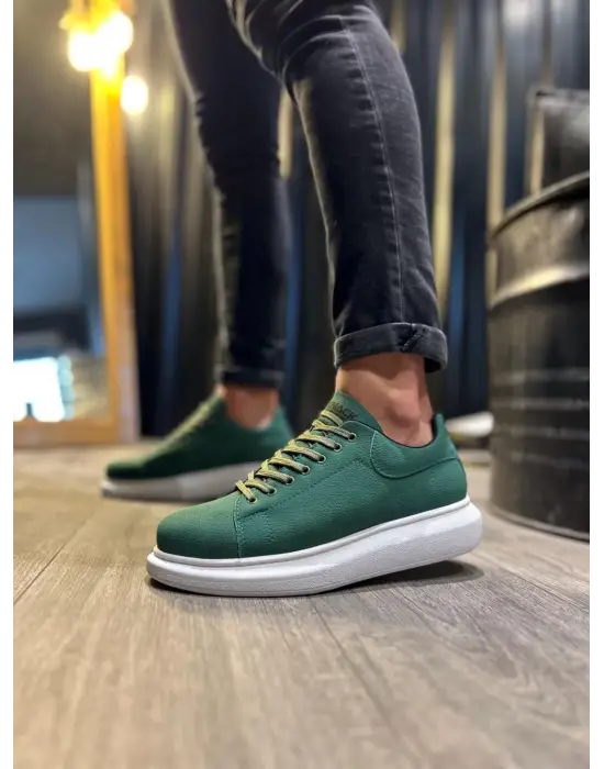 Terzi Bey Yüksek Taban Günlük Ayakkabı 045 Yeşil (beyaz Taban)