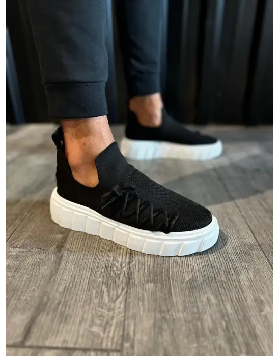 Terzi Bey Yüksek Taban Günlük Ayakkabı 1025 Siyah (beyaz Taban)