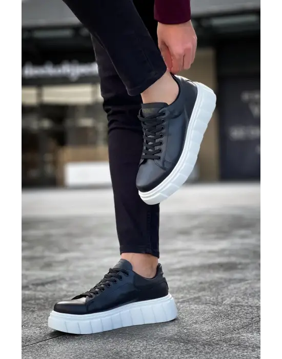 Terzi Bey Yüksek Taban Günlük  Ayakkabı 144  Siyah (beyaz Taban)