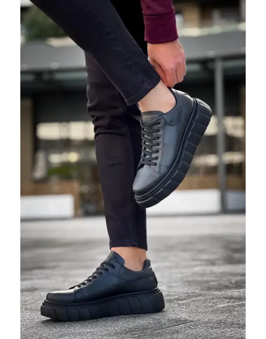 Terzi Bey Yüksek Taban Günlük  Ayakkabı 144  Siyah (siyah Taban)