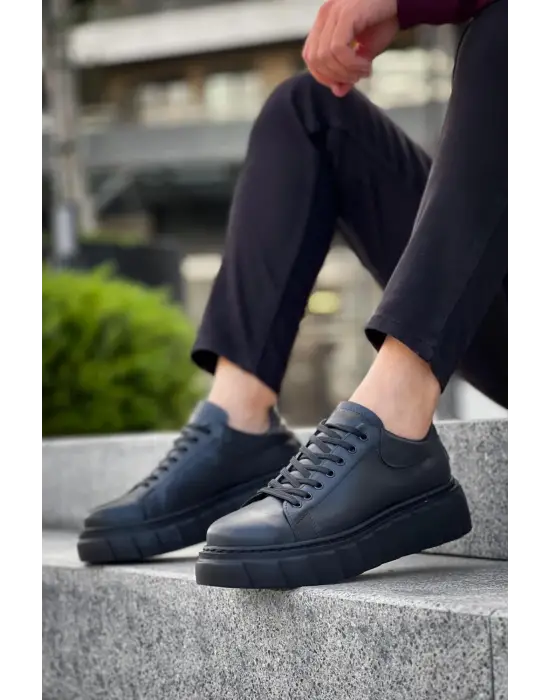 Terzi Bey Yüksek Taban Günlük  Ayakkabı 144  Siyah (siyah Taban)