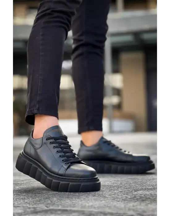 Terzi Bey Yüksek Taban Günlük  Ayakkabı 144  Siyah (siyah Taban)