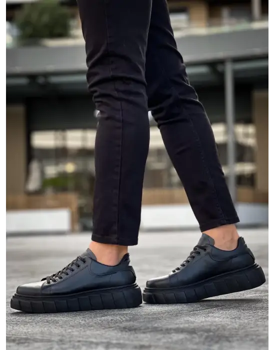 Terzi Bey Yüksek Taban Günlük  Ayakkabı 144  Siyah (siyah Taban)