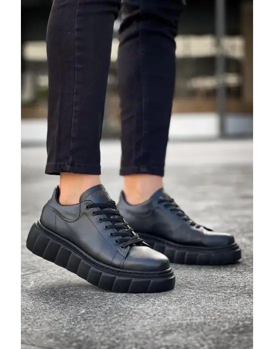 Terzi Bey Yüksek Taban Günlük  Ayakkabı 144  Siyah (siyah Taban)