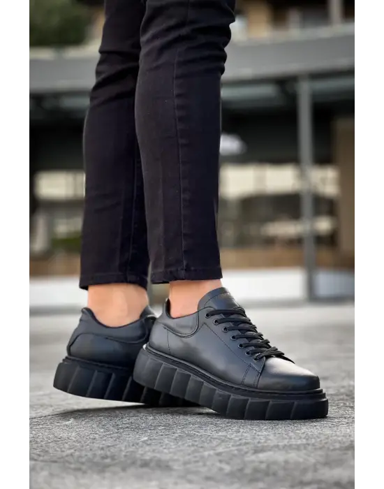 Terzi Bey Yüksek Taban Günlük  Ayakkabı 144  Siyah (siyah Taban)