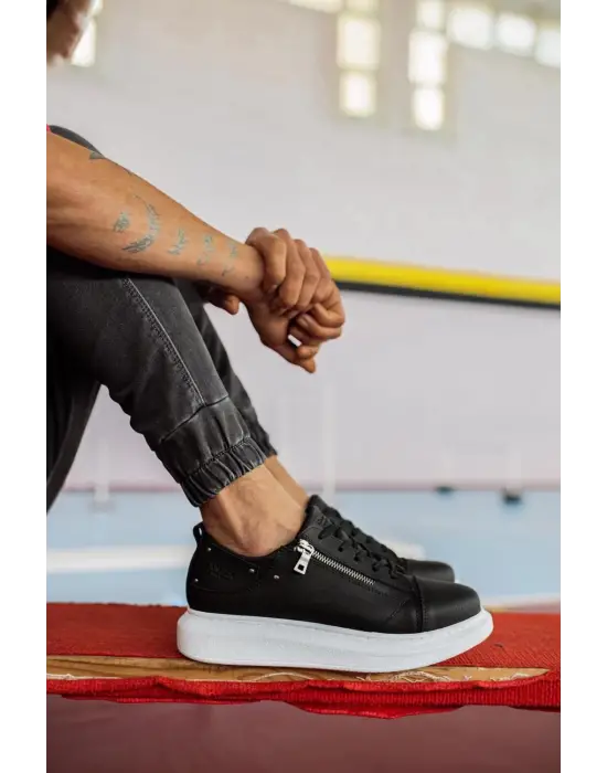 Terzi Bey Yüksek Taban Günlük Ayakkabı 555 Siyah (beyaz Taban)