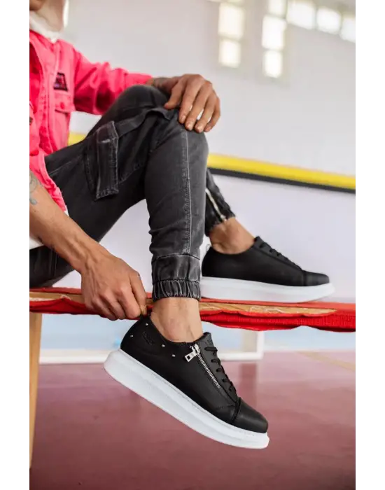 Terzi Bey Yüksek Taban Günlük Ayakkabı 555 Siyah (beyaz Taban)