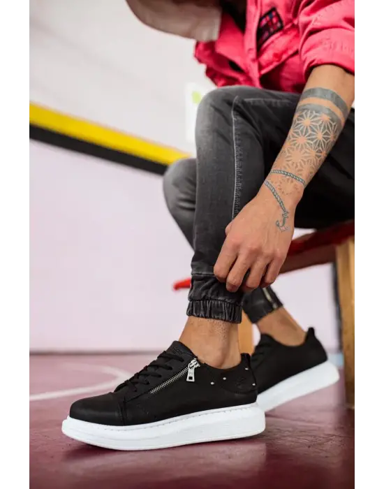 Terzi Bey Yüksek Taban Günlük Ayakkabı 555 Siyah (beyaz Taban)