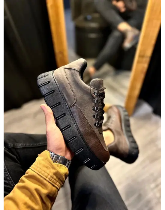 Terzi Bey Yüksek Taban Günlük  Ayakkabı 600 Kahverengi (siyah Taban)