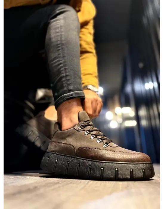 Terzi Bey Yüksek Taban Günlük  Ayakkabı 600 Kahverengi (siyah Taban)