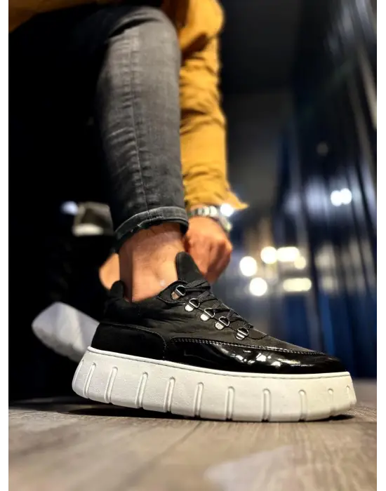 Terzi Bey Yüksek Taban Günlük  Ayakkabı 600 Siyah (beyaz Taban)