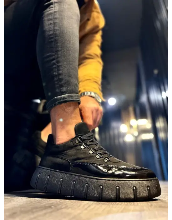 Terzi Bey Yüksek Taban Günlük  Ayakkabı 600 Siyah (siyah Taban)