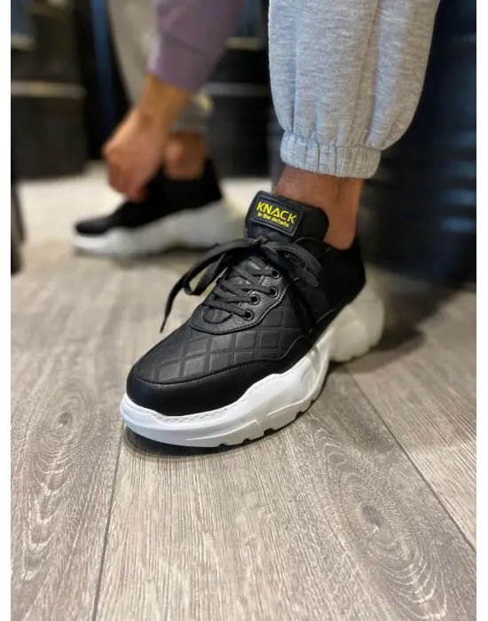 Terzi Bey Yüksek Taban Günlük Ayakkabı N75 Kapitone Siyah (beyaz Taban)