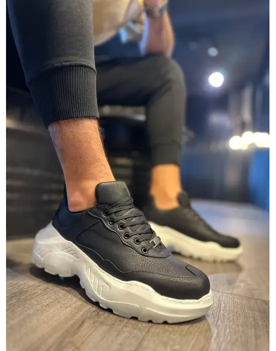 Terzi Bey Yüksek Taban Günlük Ayakkabı N75 Siyah (beyaz Taban)