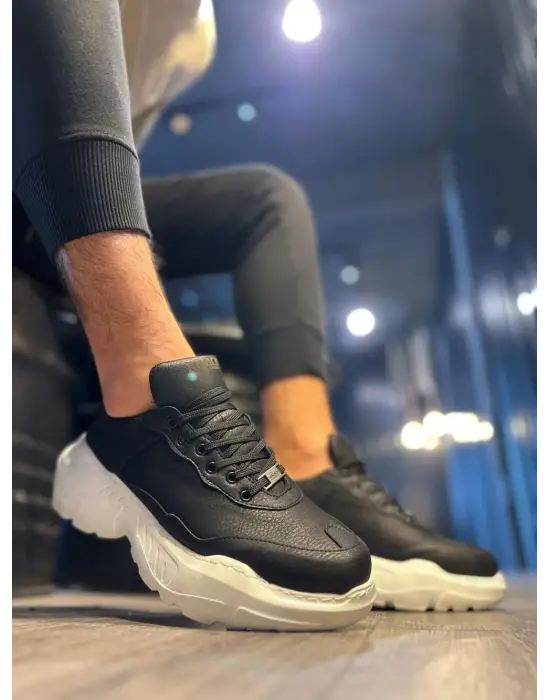 Terzi Bey Yüksek Taban Günlük Ayakkabı N75 Siyah (beyaz Taban)