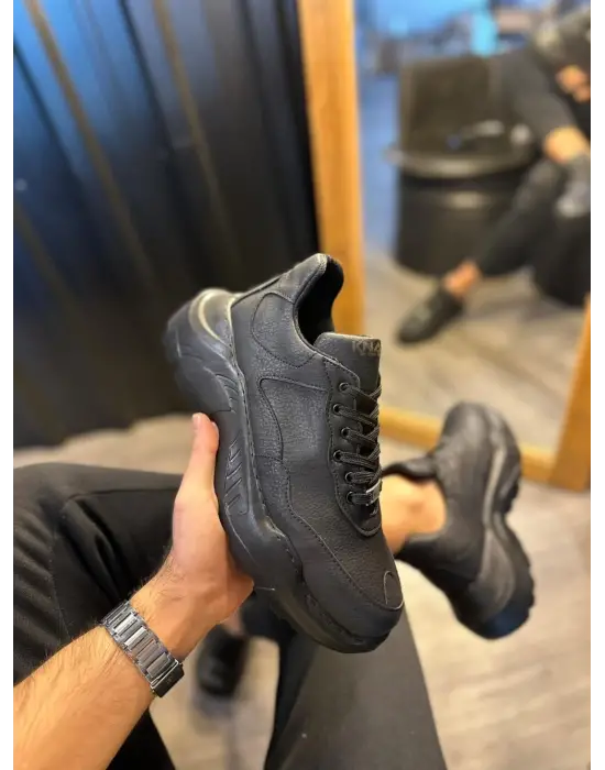 Terzi Bey Yüksek Taban Günlük Ayakkabı N75 Siyah (siyah Taban)