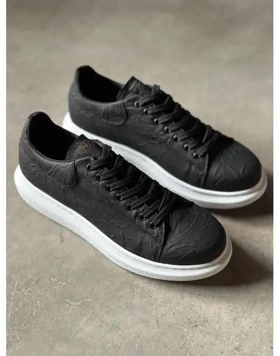 Terzi Bey Yüksek Taban Günlük Ayakkabı 044 Siyah Beyaz Taban (desenli)