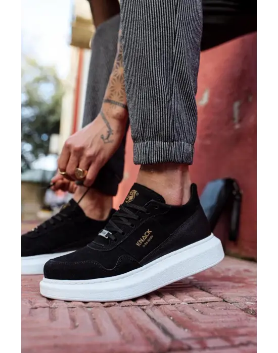 Terzi Bey Yüksek Taban Günlük Süet Ayakkabı 040 Siyah (beyaz Taban)