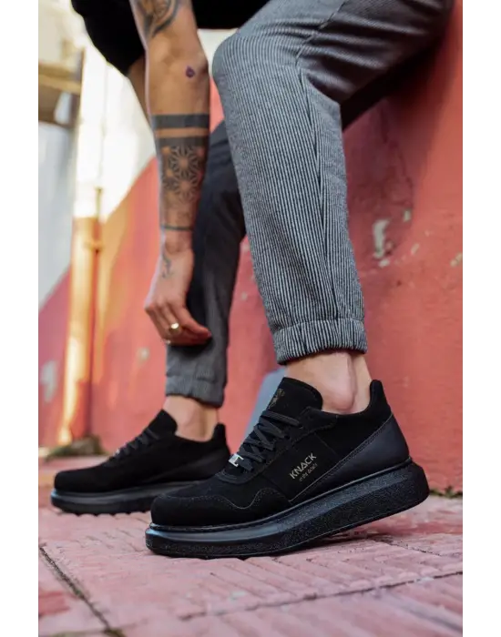 Terzi Bey Yüksek Taban Günlük Süet Ayakkabı 040 Siyah (siyah Taban)