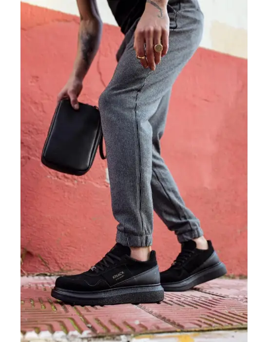 Terzi Bey Yüksek Taban Günlük Süet Ayakkabı 040 Siyah (siyah Taban)