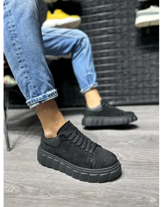 Terzi Bey Yüksek Taban Günlük Süet Ayakkabı 144  Siyah (siyah Taban)