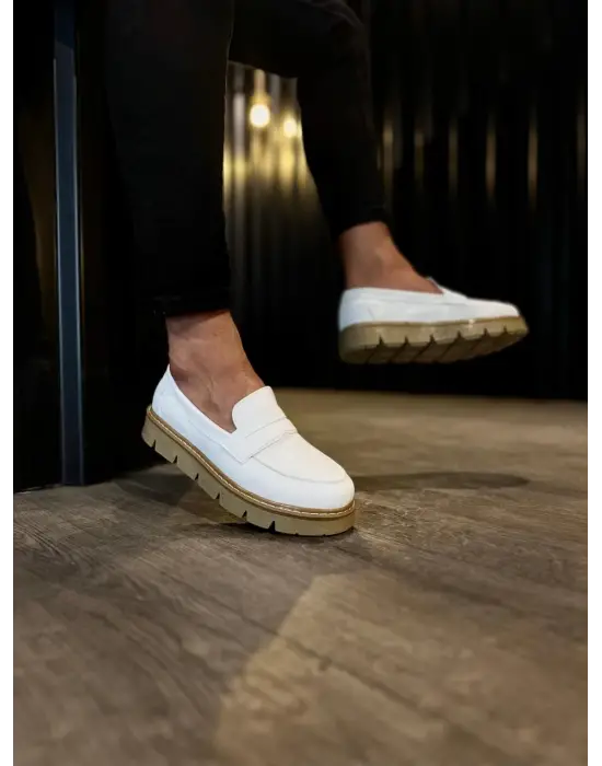 Knack Yüksek Taban Klasik Beyaz Erkek Ayakkabısı