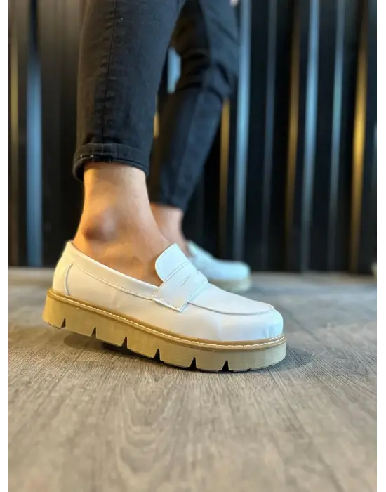 Knack Yüksek Taban Klasik Beyaz Erkek Ayakkabısı