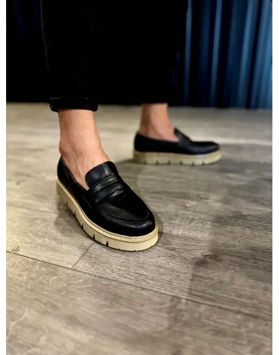 Knack Yüksek Taban Klasik Siyah Erkek Ayakkabısı