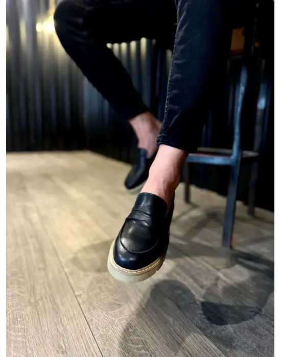 Knack Yüksek Taban Klasik Siyah Erkek Ayakkabısı