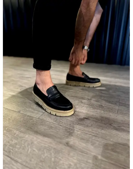 Knack Yüksek Taban Klasik Siyah Erkek Ayakkabısı