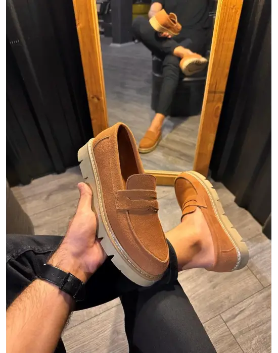 Knack Yüksek Taban Klasik Taba Süet Erkek Ayakkabısı