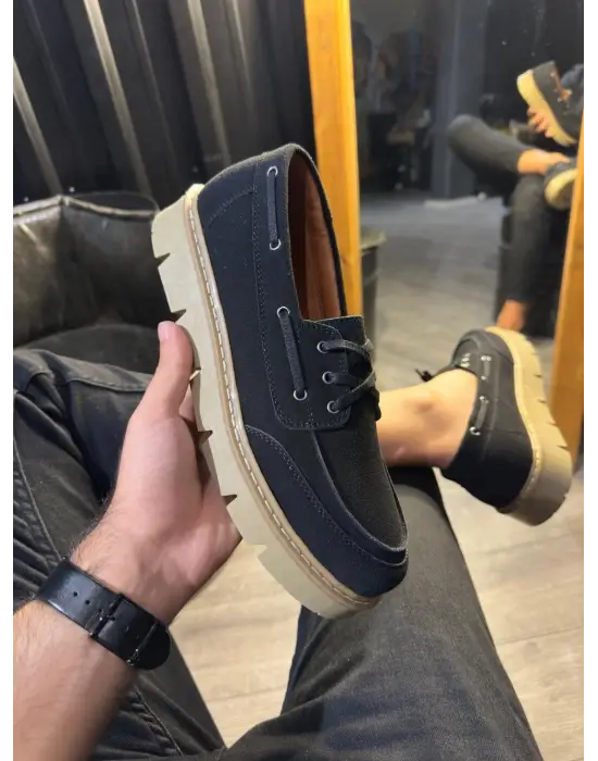 Knack Yüksek Taban Klasik Siyah Süet Erkek Ayakkabısı