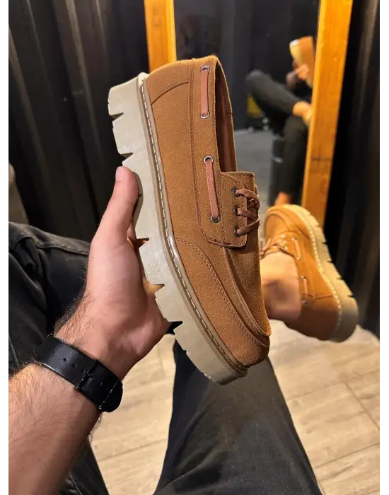 Knack Yüksek Taban Klasik Taba Süet Erkek Ayakkabısı