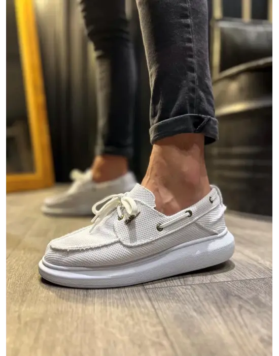 Terzi Bey Yüksek Taban Mevsimlik Keten Ayakkabı 009 Beyaz