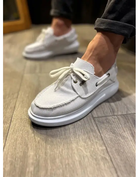 Terzi Bey Yüksek Taban Mevsimlik Keten Ayakkabı 009 Beyaz