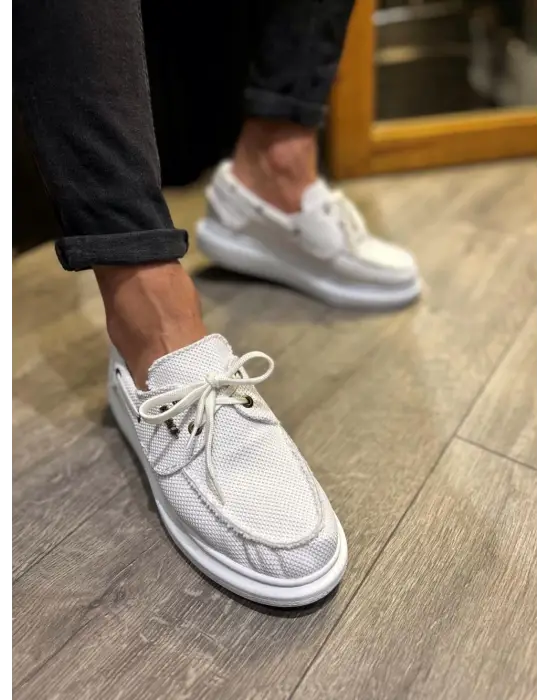 Terzi Bey Yüksek Taban Mevsimlik Keten Ayakkabı 009 Beyaz