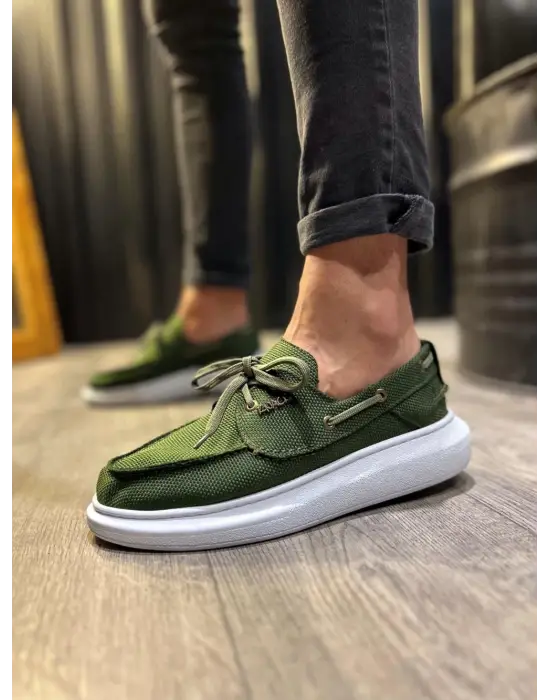 Terzi Bey Yüksek Taban Mevsimlik Keten Ayakkabı 009 Haki