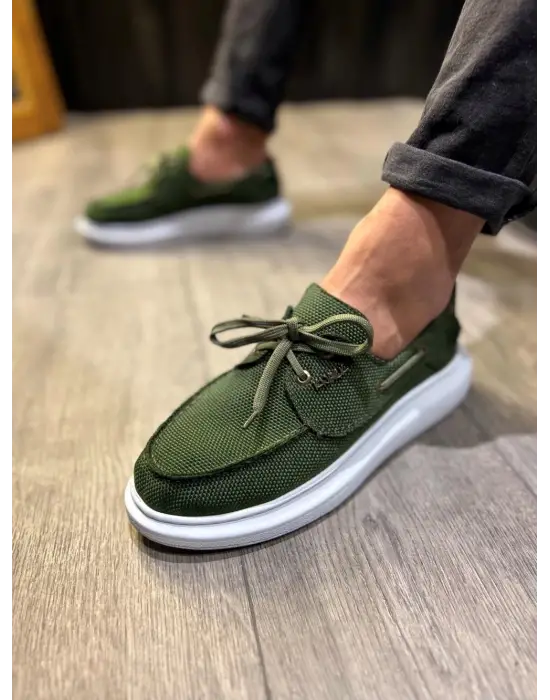 Terzi Bey Yüksek Taban Mevsimlik Keten Ayakkabı 009 Haki