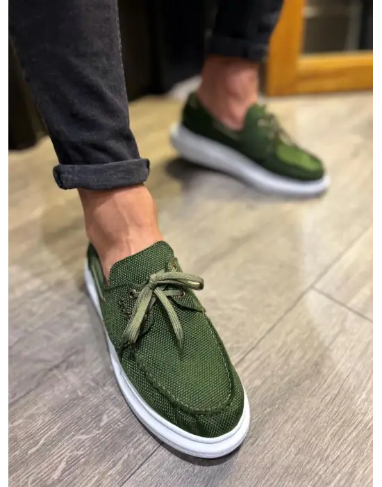 Terzi Bey Yüksek Taban Mevsimlik Keten Ayakkabı 009 Haki