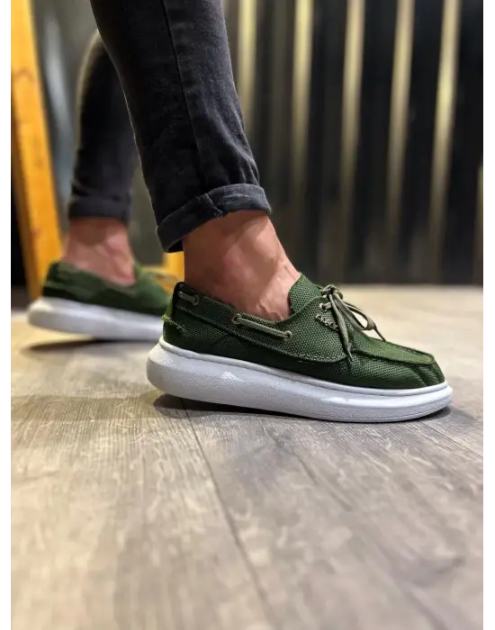 Terzi Bey Yüksek Taban Mevsimlik Keten Ayakkabı 009 Haki