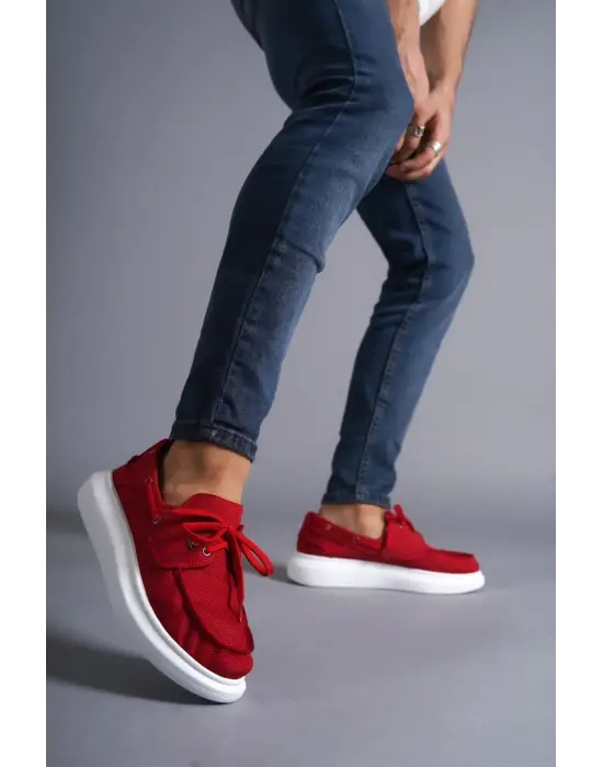 Terzi Bey Yüksek Taban Mevsimlik Keten Ayakkabı 009 Kırmızı
